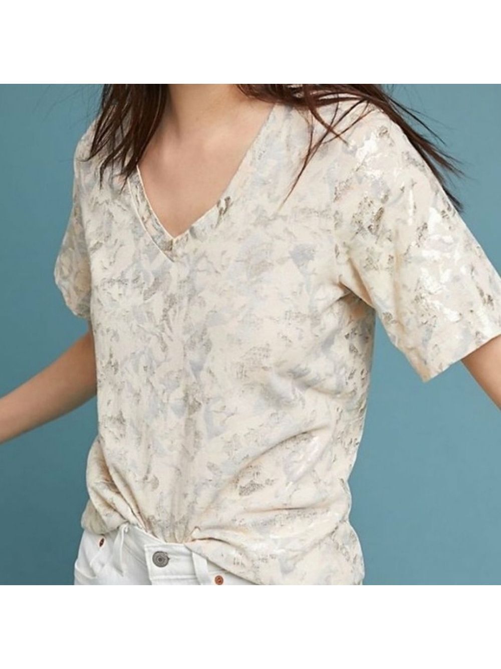 Sol Angeles Foiled Floral V-Neck Top